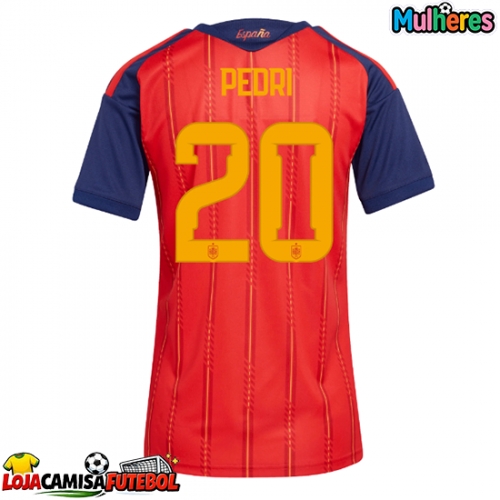 Camisa de Futebol Espanha Pedri Gonzalez #20 Equipamento Principal Mulheres Mundo 2026 Manga Curta